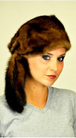 Scandinavian mink fur hat with tails